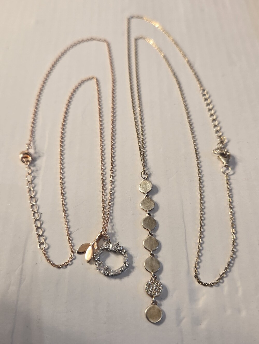 Rose Gold and Silver 925 Layered Pendant Necklaces